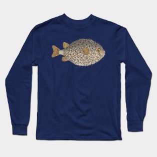 Pufferfish Vintage Fish Marine Biology Natural History Scientific Illustration Long Sleeve T-Shirt